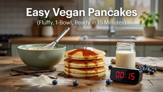 Professional header image for step-by-step guide: Easy Vegan Pancakes (Fluffy, 1-Bowl, Ready in 15 Minutes)